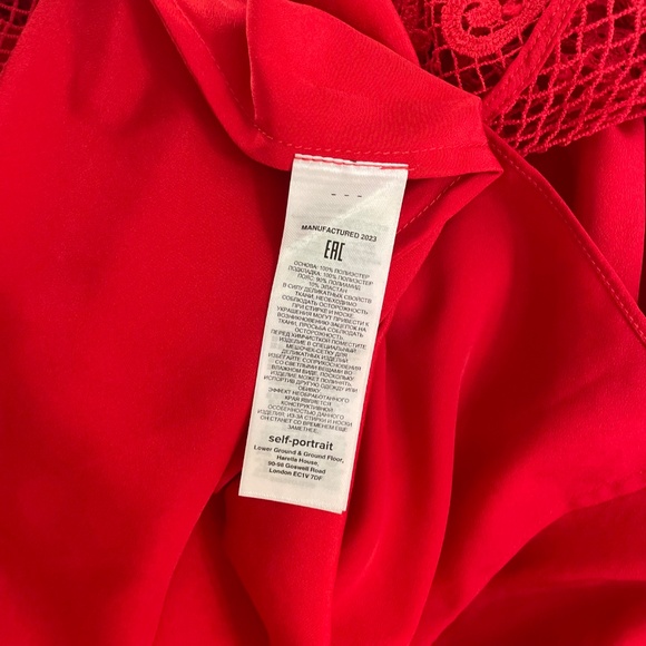 SELF-PORTRAIT Red Floral Lace High Neck Midi Dress Party Holidays Coquette 8 - Picture 14 of 16